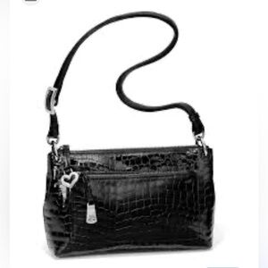 Brighton embossed leather crossbody bag with dustbag